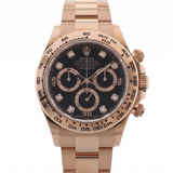 Rolex Daytona Chronograph, Black Dial, Diamant Indizes, Rosegold, Ref. 116505, B+P