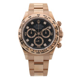 Rolex Daytona Chronograph, Black Dial, Diamant Indizes, Rosegold, Ref. 116505, B+P