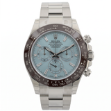 Rolex Daytona Platin, Ice Blue Dial, Baguette, Full Sticker, Ref. 116506, 2022, B+P