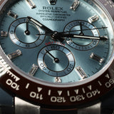 Rolex Daytona Platin, Ice Blue Dial, Baguette, Full Sticker, Ref. 116506, 2022, B+P