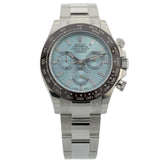 Rolex Daytona Platin, Ice Blue Dial, Baguette, Full Sticker, Ref. 116506, 2022, B+P