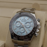 Rolex Daytona Platin, Ice Blue Dial, Baguette, Full Sticker, Ref. 116506, 2022, B+P