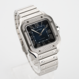 Santos de Cartier Blue Dial Diamond Bezel - W4SA0006